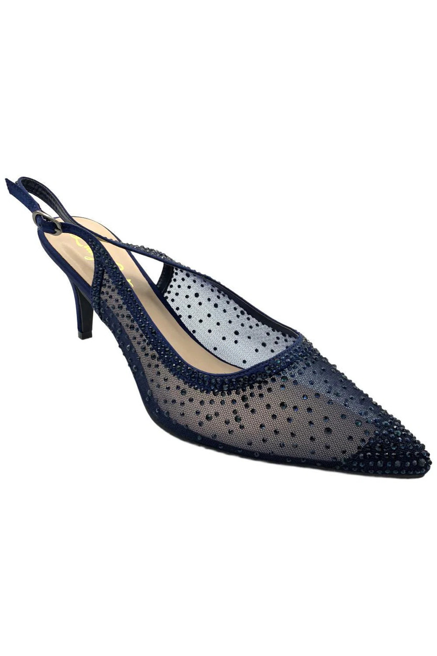 Lady Couture Women's Lola Slingback Heels Navy - Medium